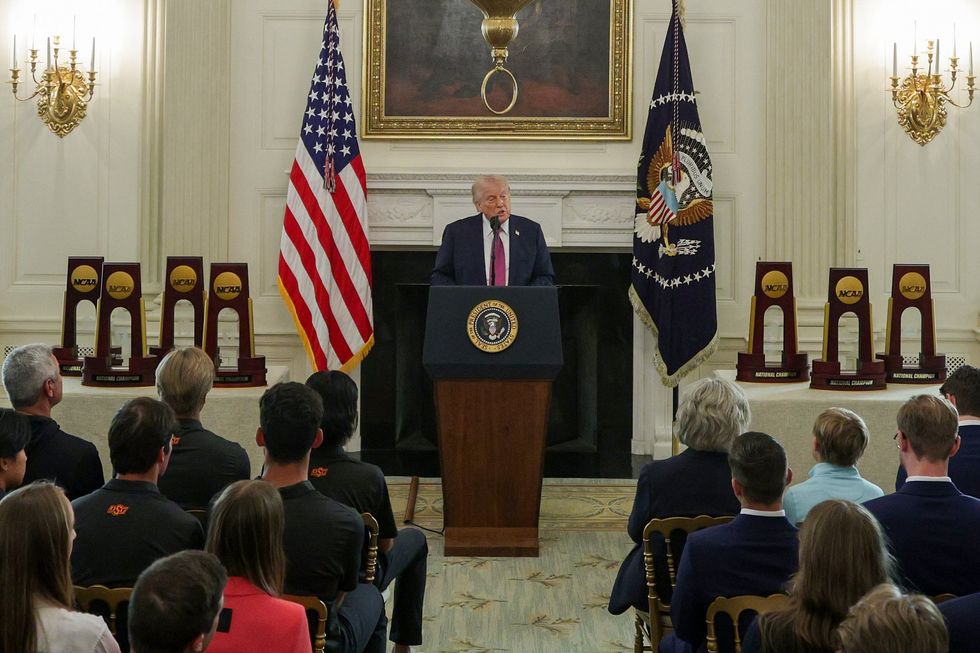 Donald Trump addressed college athletes within the room directly