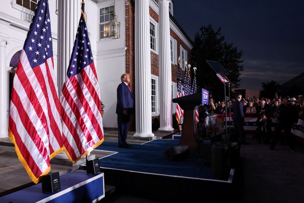 Donald Trump addresses the crowd