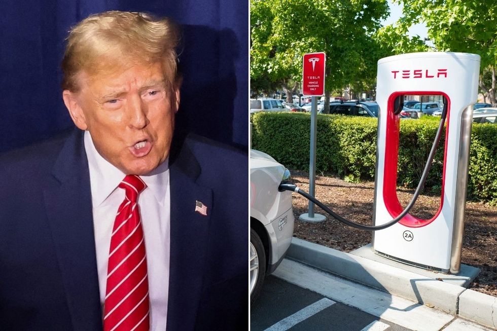 Donald Trump and a Tesla charger