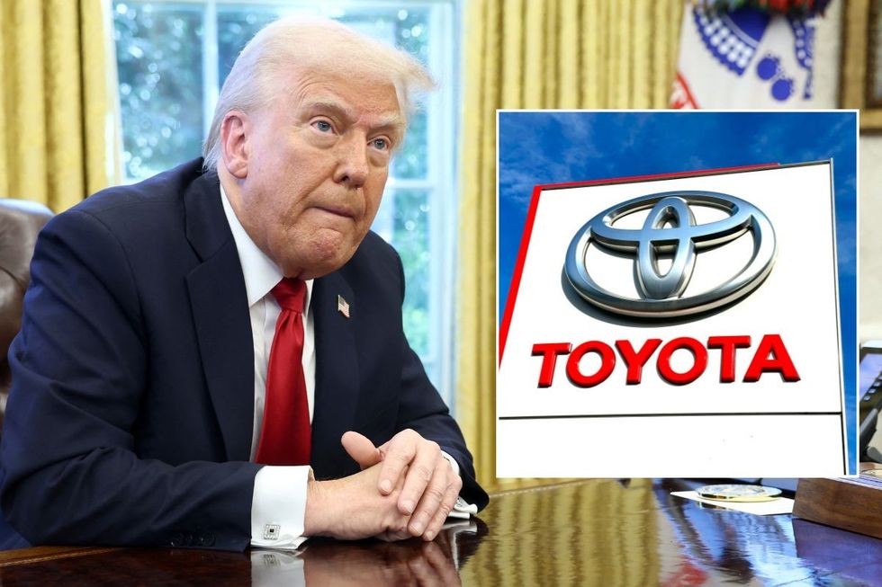 Donald Trump and a Toyota logo