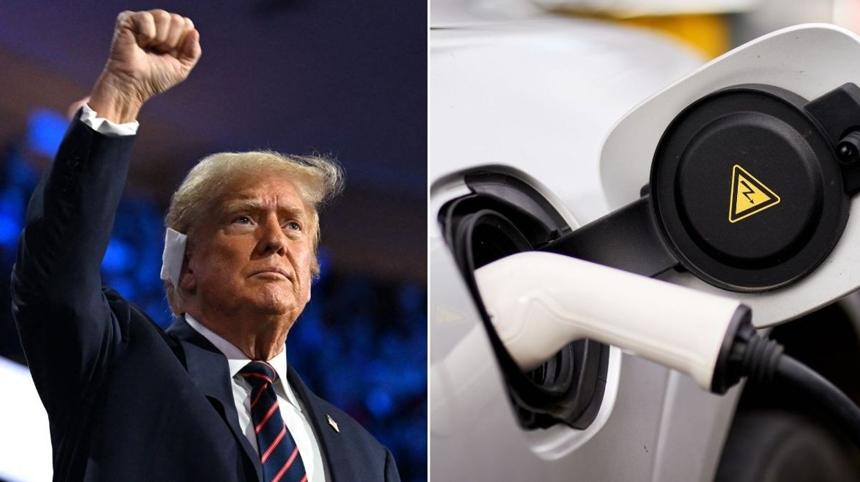 Donald Trump and an EV charger