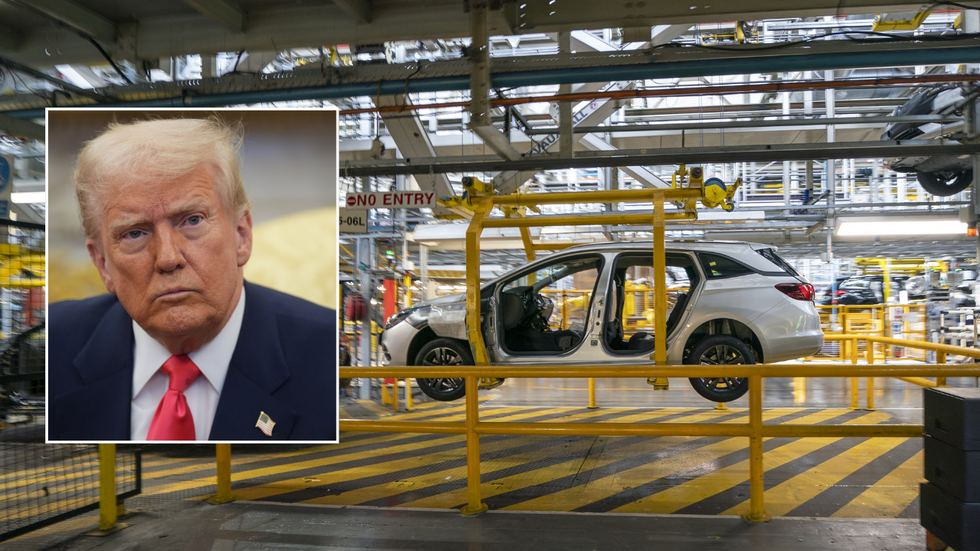 Donald Trump and car manufacturing factory