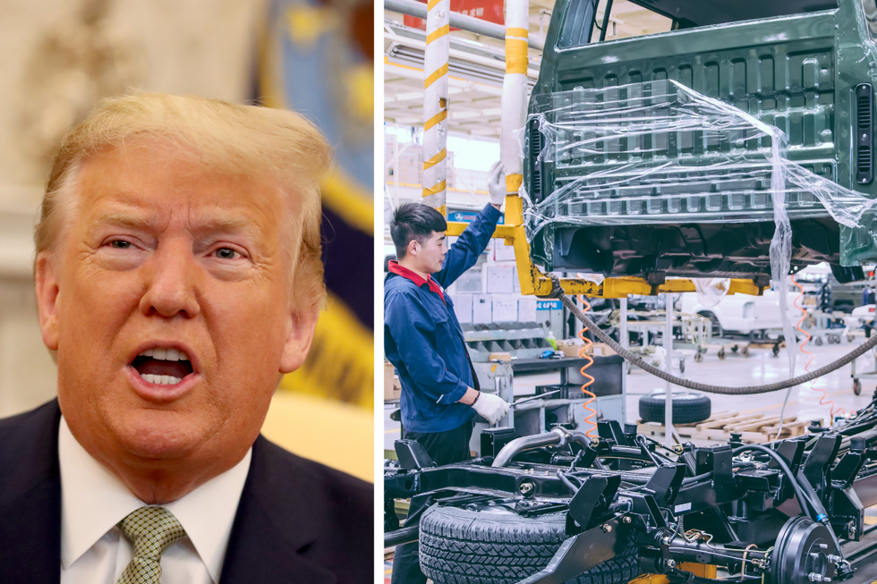 Donald Trump and Chinese manufacturing plant