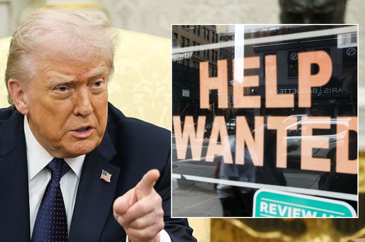Donald Trump and job advertisement sign