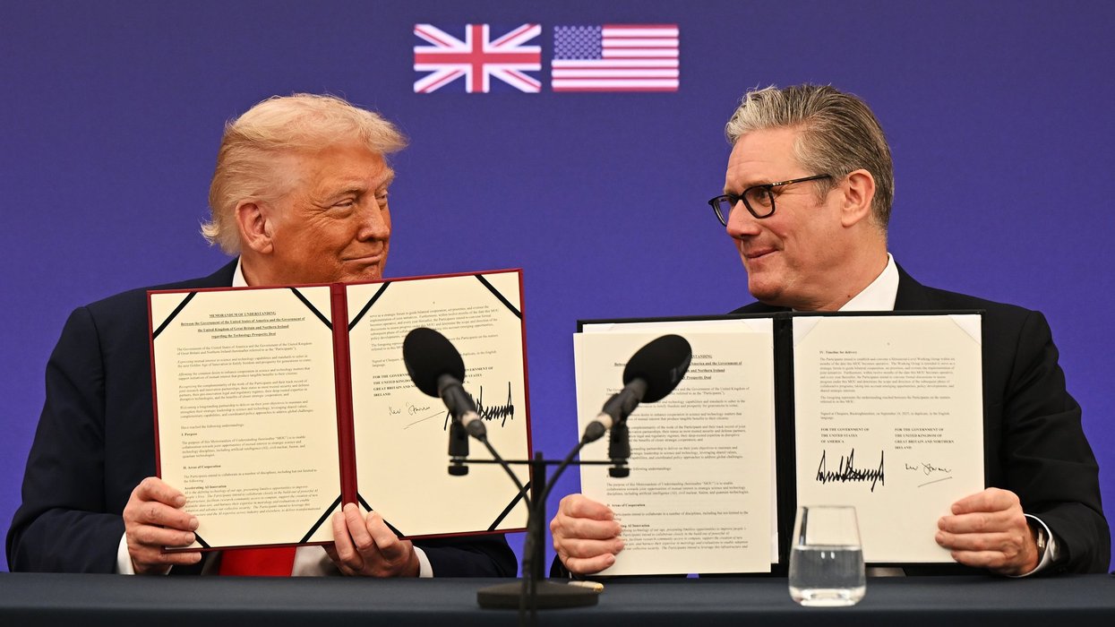 Donald Trump and Keir Starmer signing US-UK trade deal