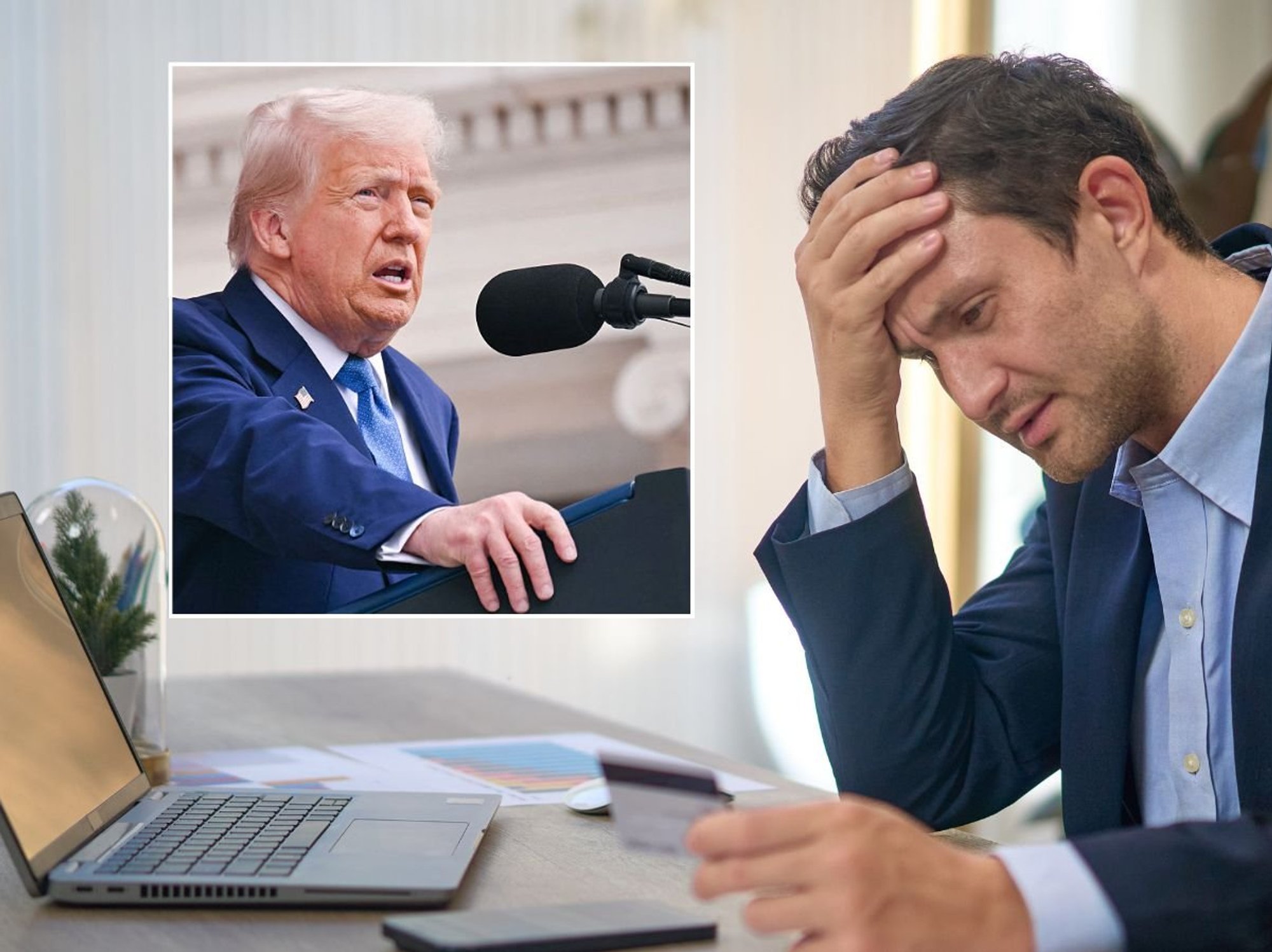 Donald trump and man at laptop