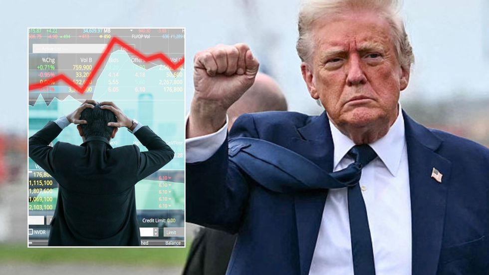Donald Trump and man worried about recession