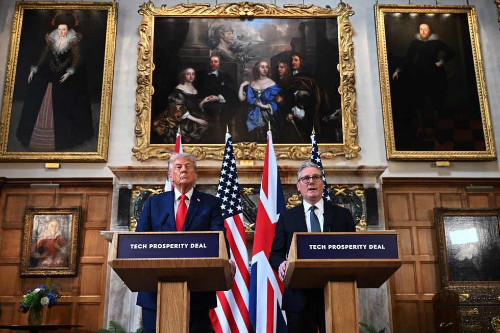 Donald Trump and Sir Keir Starmer at a joint press conference in CHequers