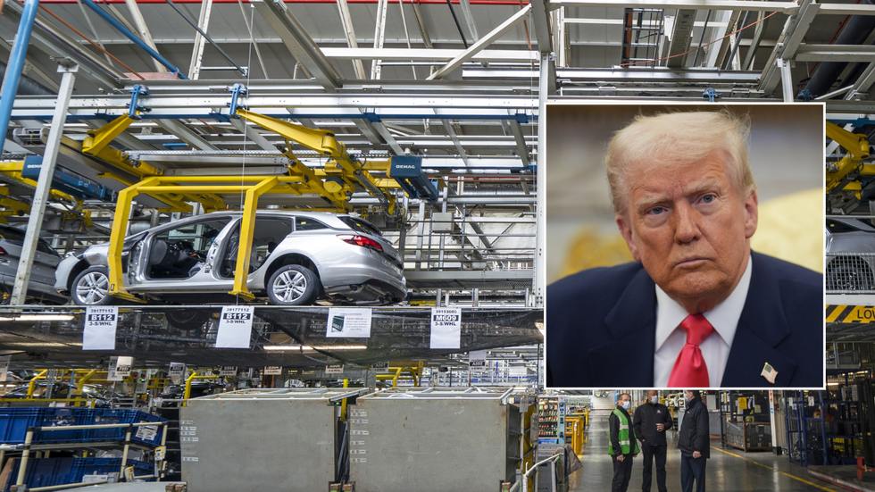 Donald trump and UK car factory