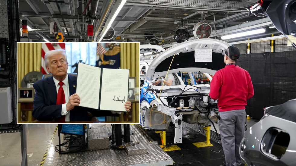 Donald trump and UK car manufacturing plant