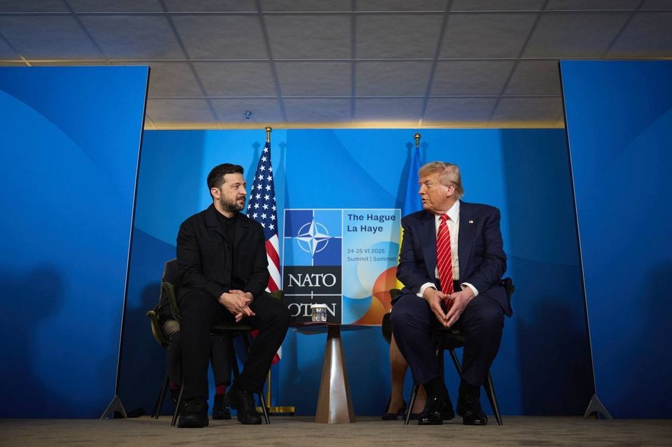 Donald Trump and Volodymyr Zelensky in The Hague