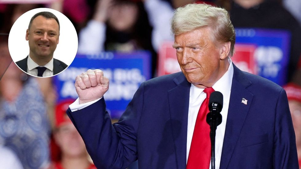 Donald Trump at election rally and Brendan Clarke-Smith