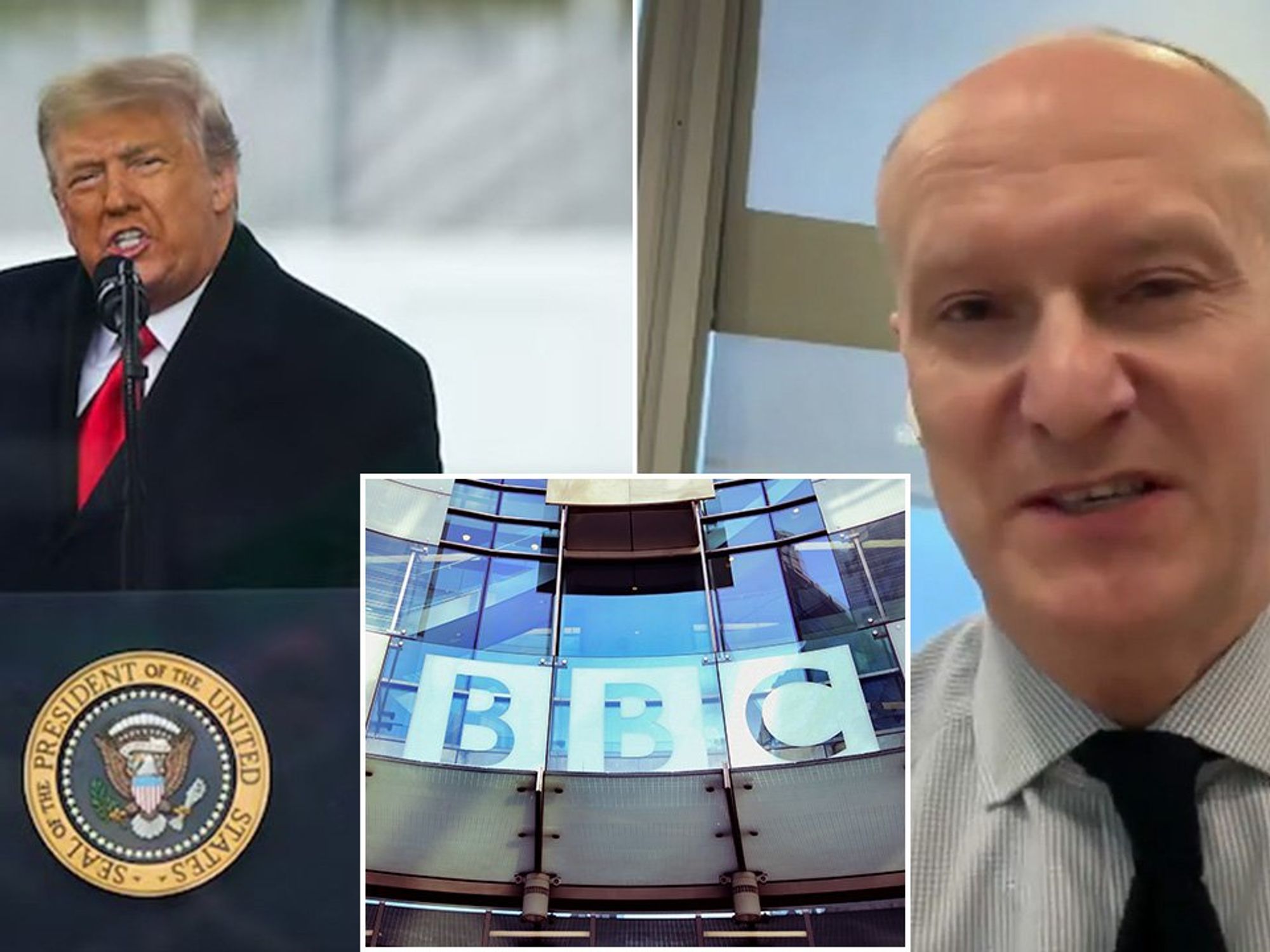 Donald Trump, BBC logo, Gordon Rayner