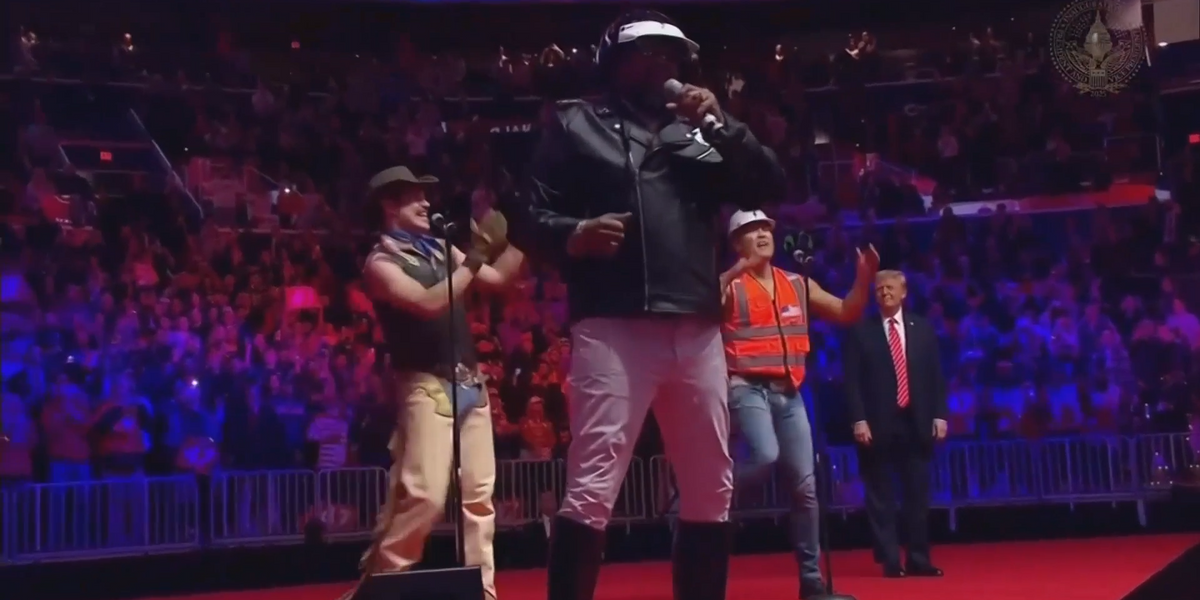 NextImg:WATCH: Donald Trump dances to YMCA with Village People on stage at victory rally