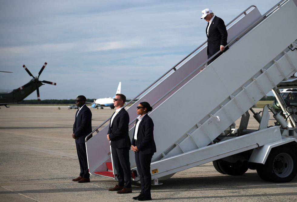 Donald Trump disembarking Air Force One