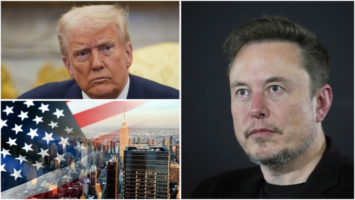 Donald Trump, Elon Musk and US flag