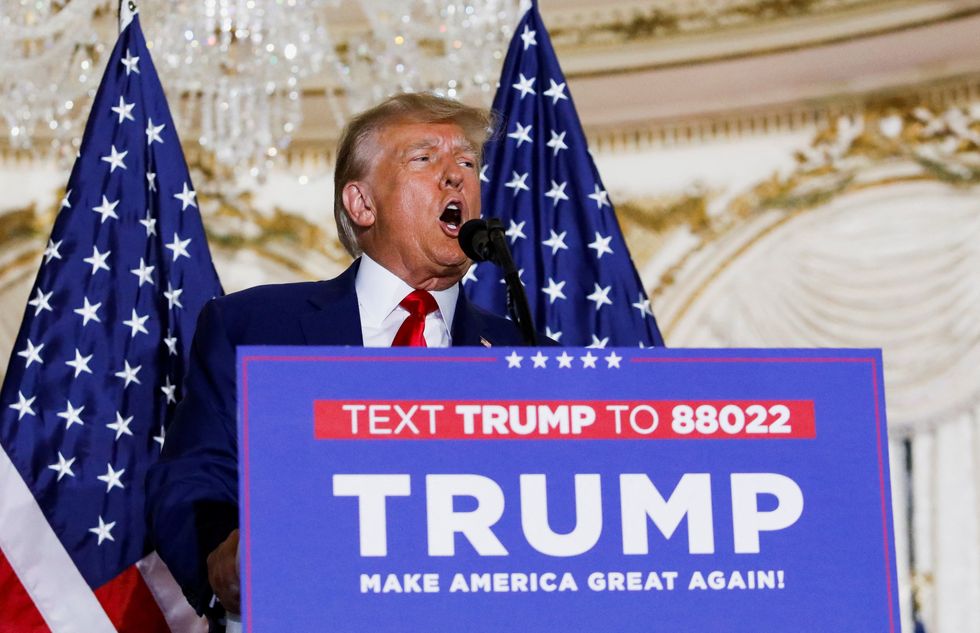 Donald Trump giving a speech