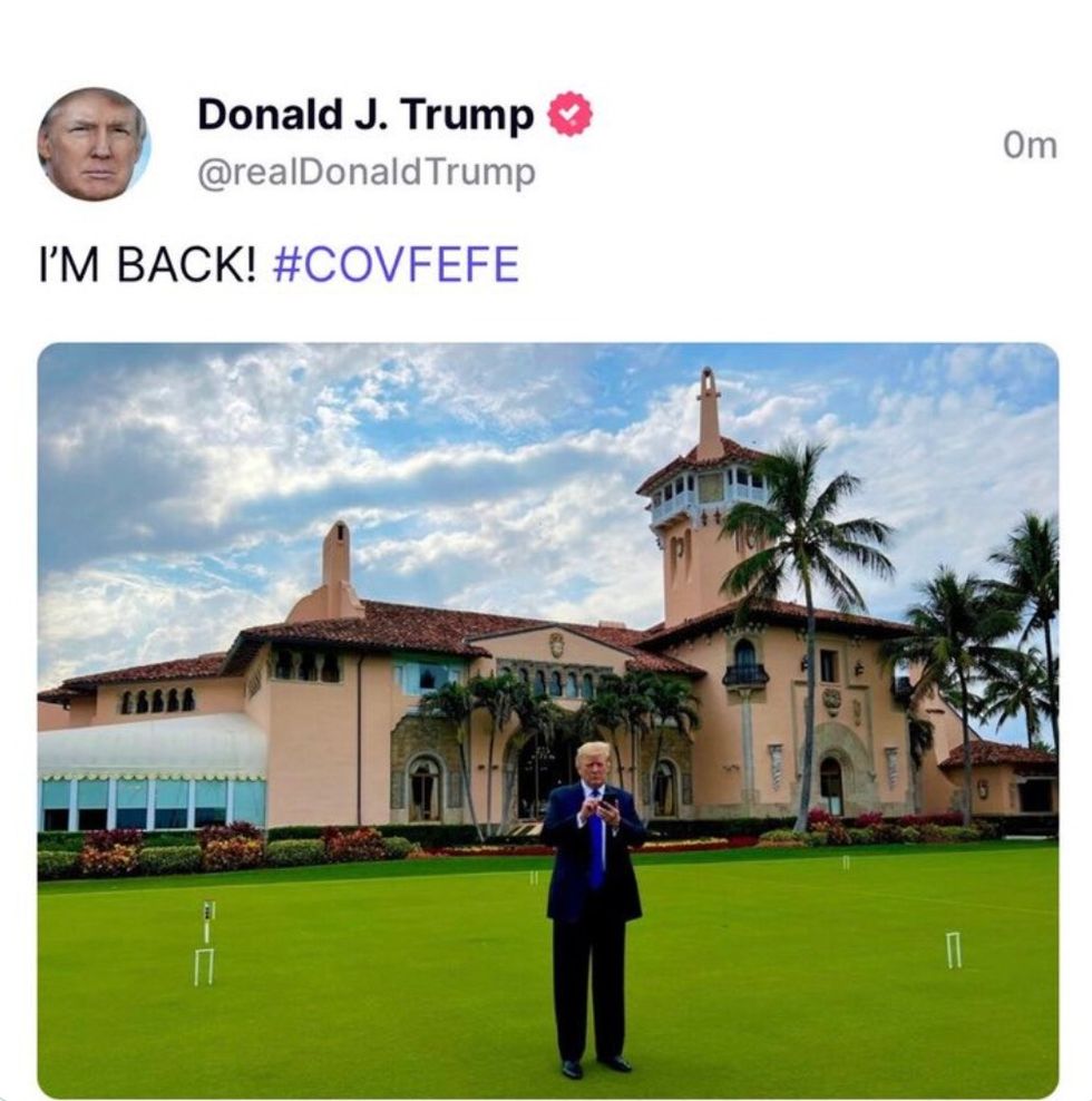 Donald Trump is seen in front of his Mar-a-Lago country club.