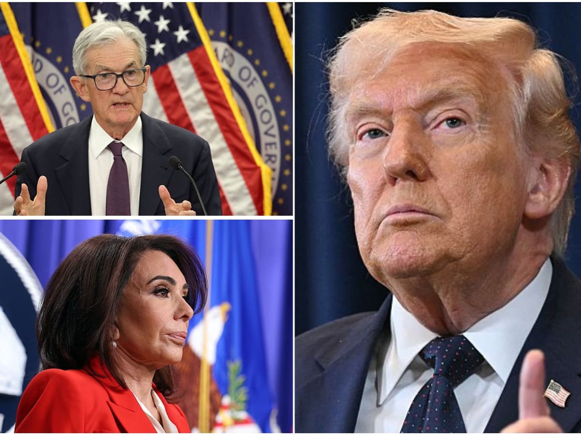 Donald Trump, Jerome Powell and Jeanine Pirro