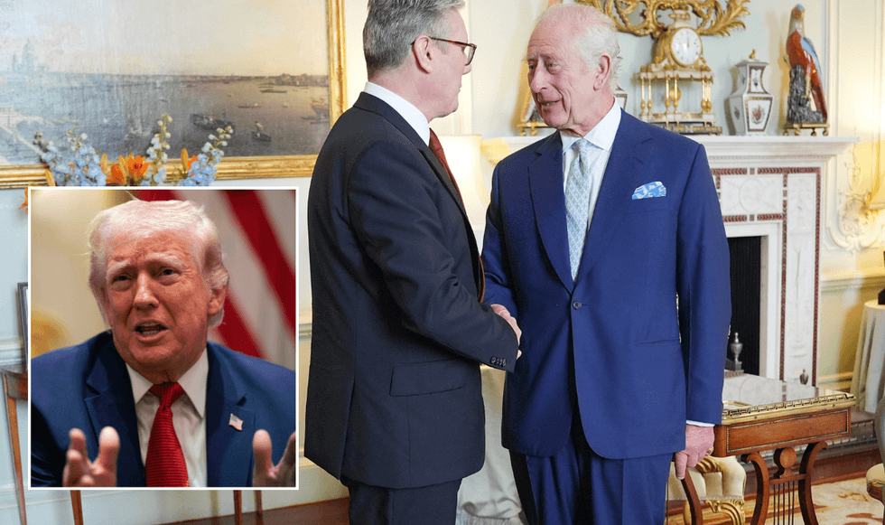 Donald Trump, King Charles and Keir Starmer