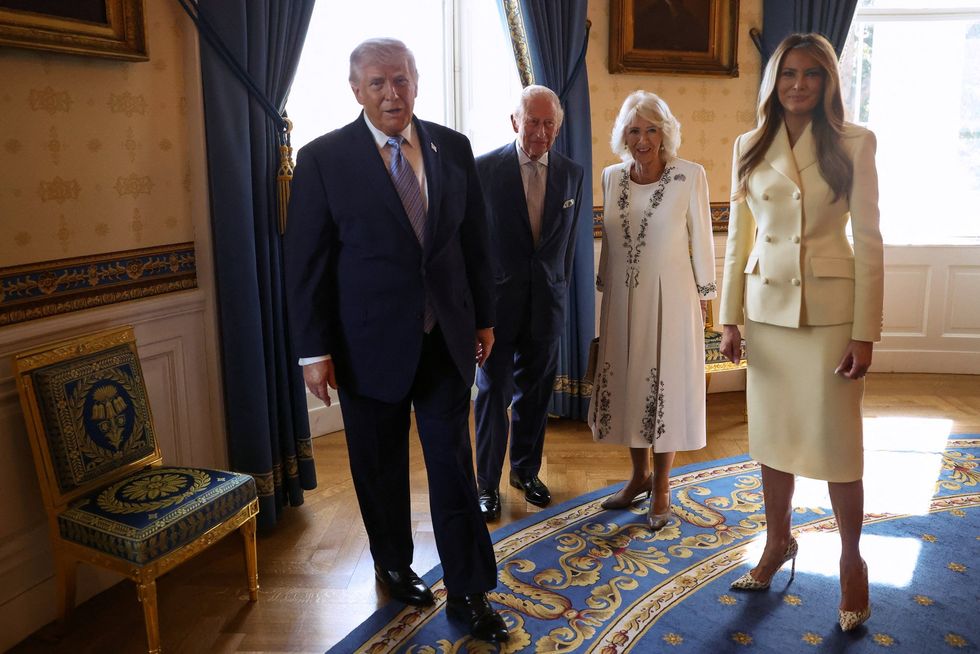 Donald Trump, King Charles, Queen Camilla and Melania Trump