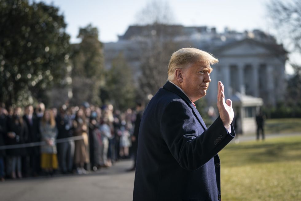 Donald Trump leaving the White House