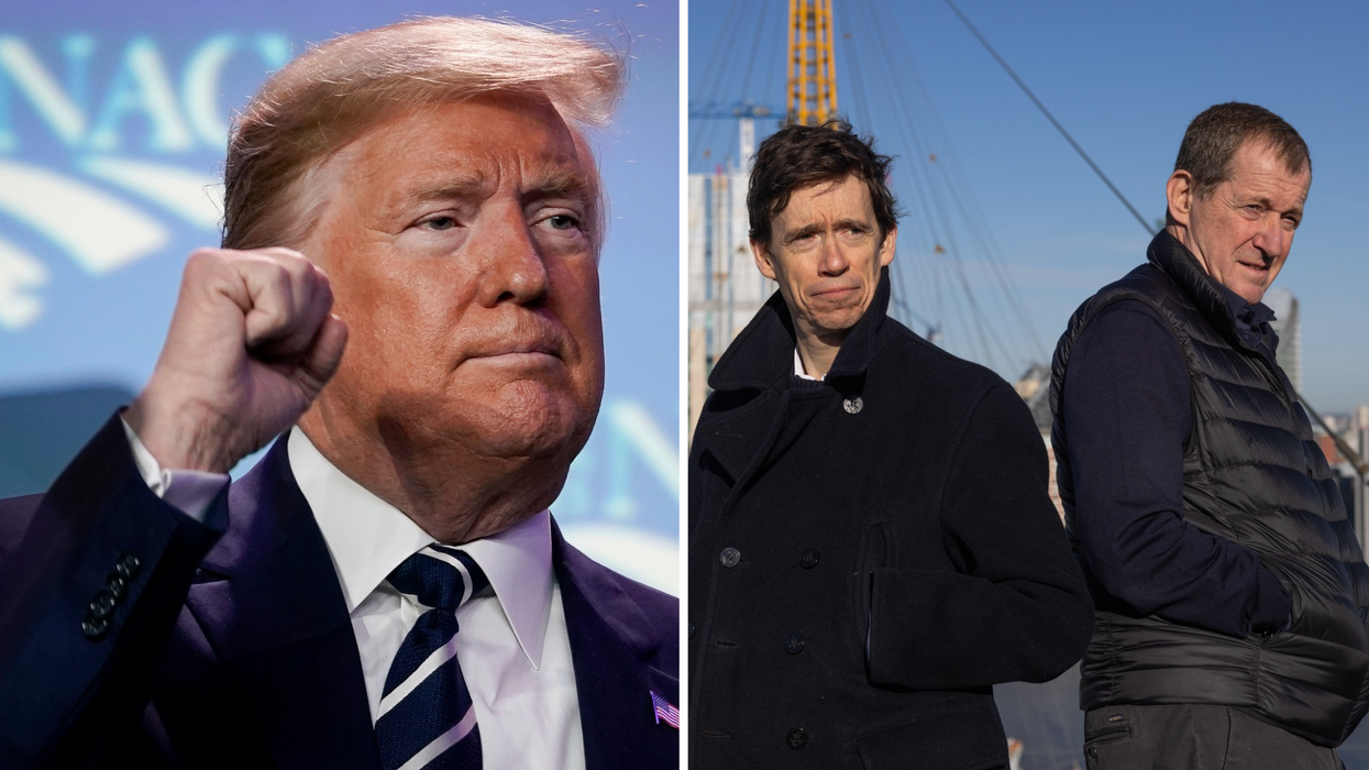 Donald Trump (left), Rory Stewart and Allastair Campbell (right)