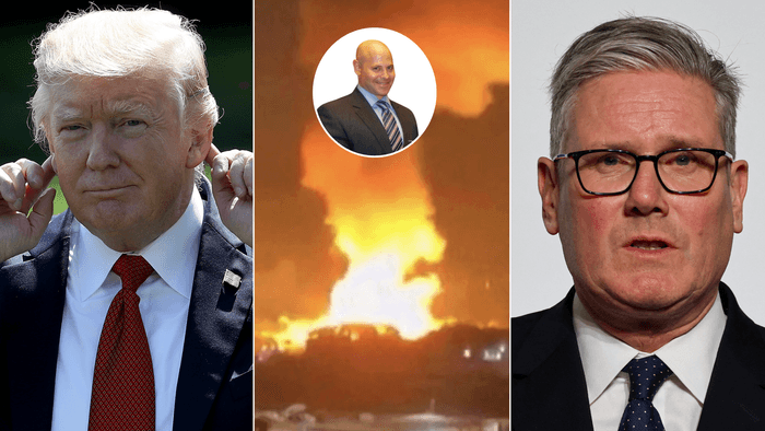Donald Trump (left), Venezuela strike (middle), Keir Starmer