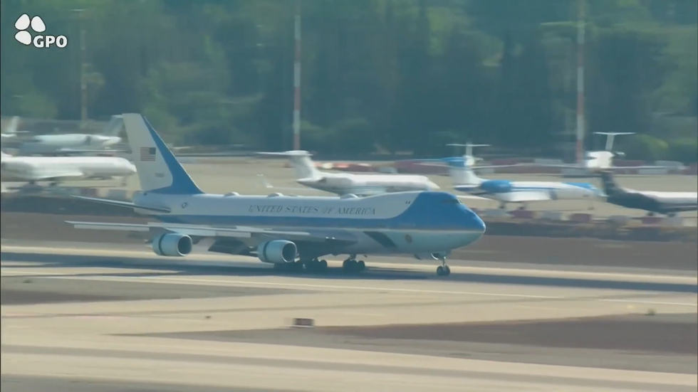 Donald Trump on Air Force one