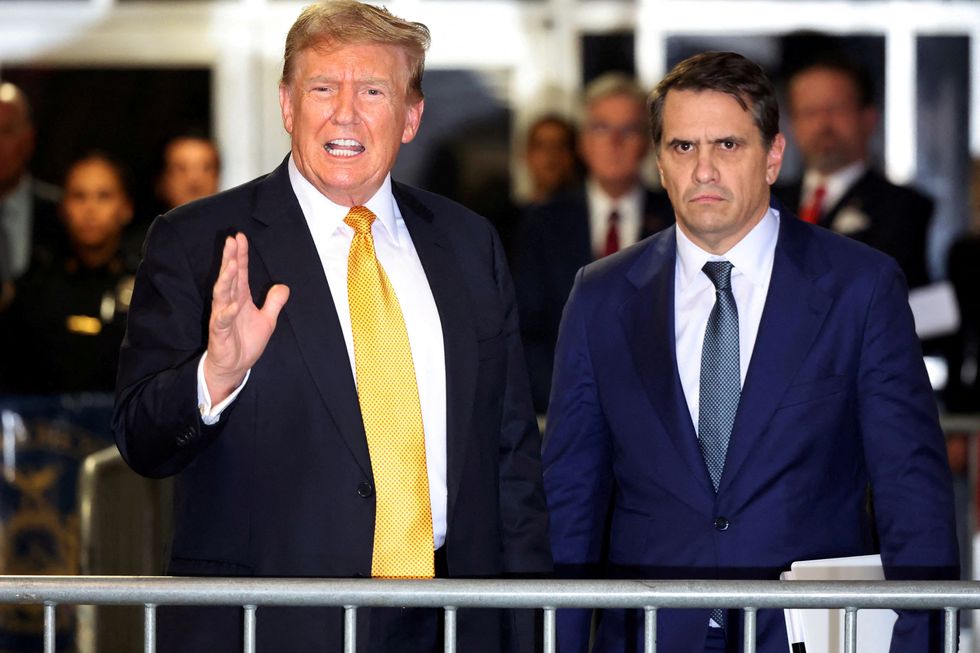 Donald Trump outside court