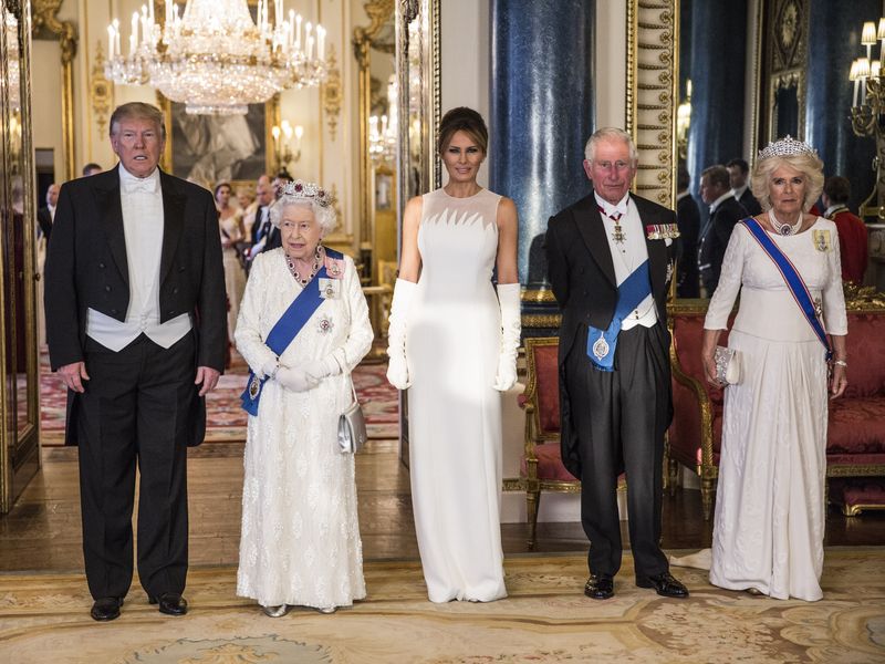 Donald Trump, Queen Elizabeth, Melania Trump, King Charles, Queen Camilla
