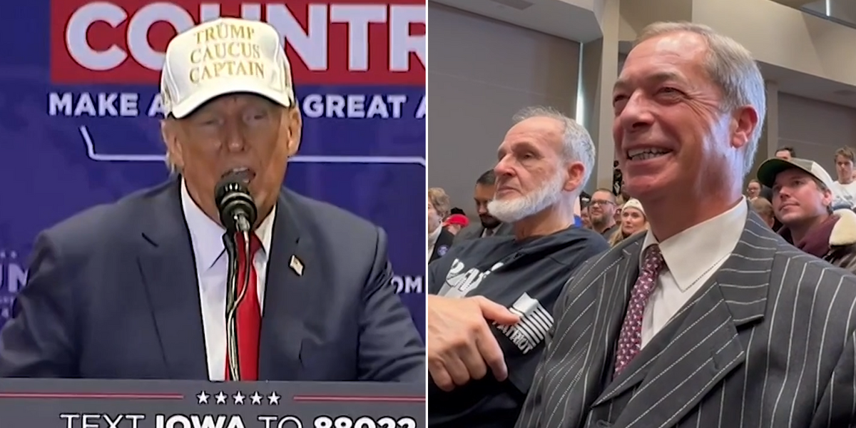 NextImg:Donald Trump lavishes praise on Nigel Farage during Iowa speech