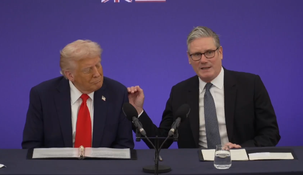 Donald Trump speaking alongside Sir Keir Starmer