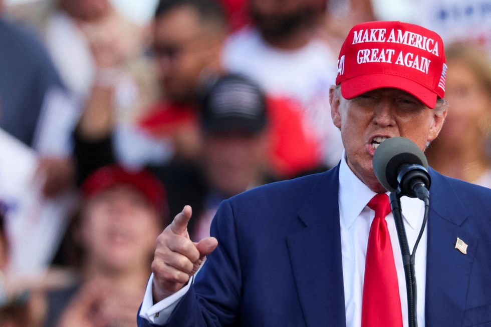 Donald Trump speaks during a campaign event, in Racine, Wisconsin