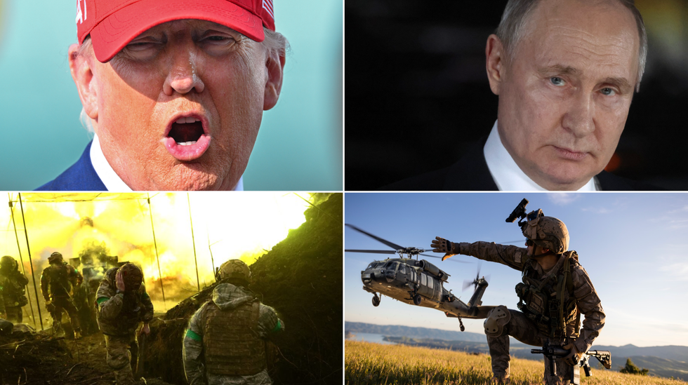 Donald Trump (top left), Vladimir Putin (top right)