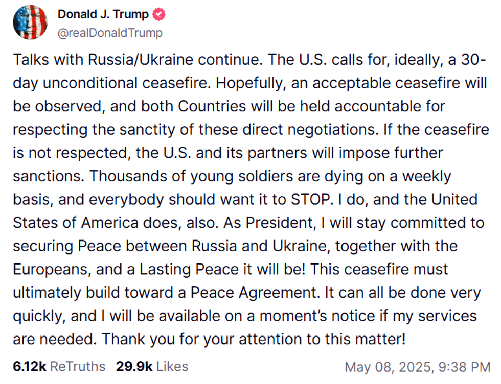 Donald Trump Truth Social post