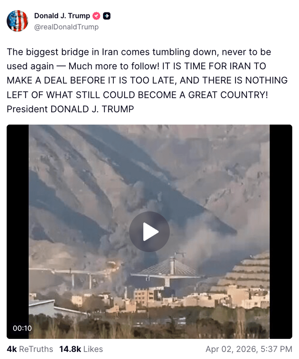 Donald Trump Truth Social post