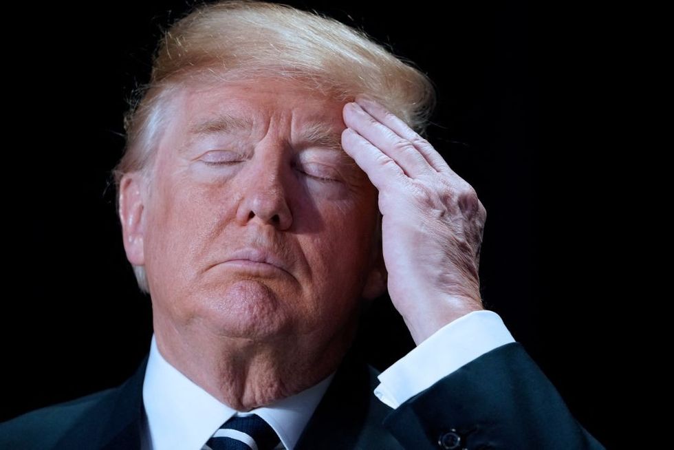 Donald Trump with eyes closed