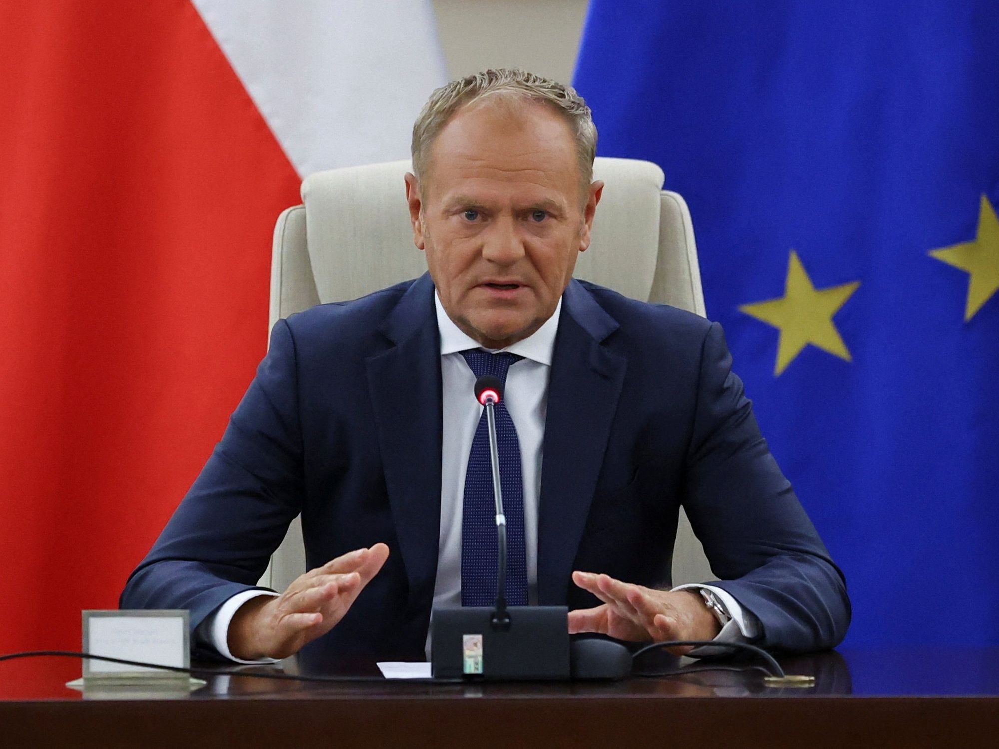 Donald Tusk arriving at the EU summit in Copenhagen