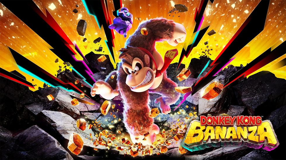Donkey Kong Bananza title screen showing the new game and character design
