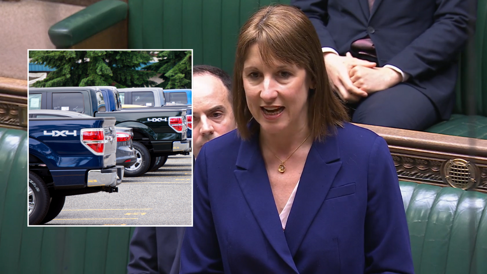 Double cab pick-up truck and Chancellor Rachel Reeves