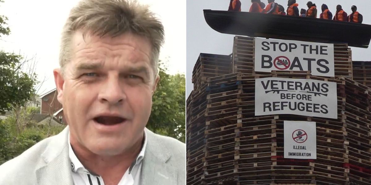 NextImg:‘What about freedom of speech?!’ GB News' Dougie Beattie wades into row over migrant effigy on loyalist bonfire