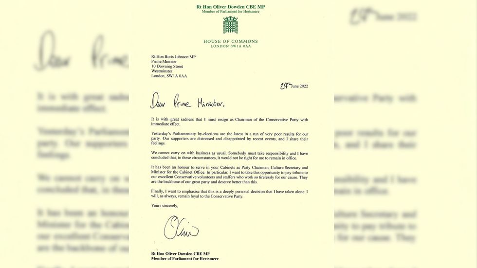 Dowden cited the by-elections as prompting his resignation as chairman of the Conservative Party.