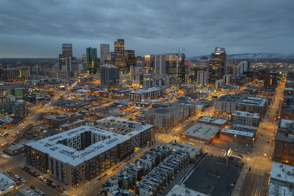 Downtown Skyline in Denver, Colorado at Night