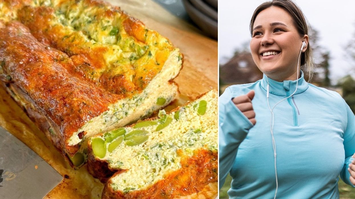 Dr Clare Bailey's quiche and woman working out
