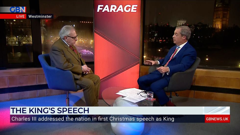 Dr David Starkey speaking to Nigel Farage