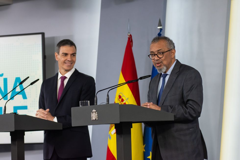 Dr Tedros Ghebreyesus and Pedro Sanchez