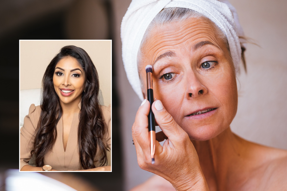 Dr Vanita Rattan / mature woman applying makeup