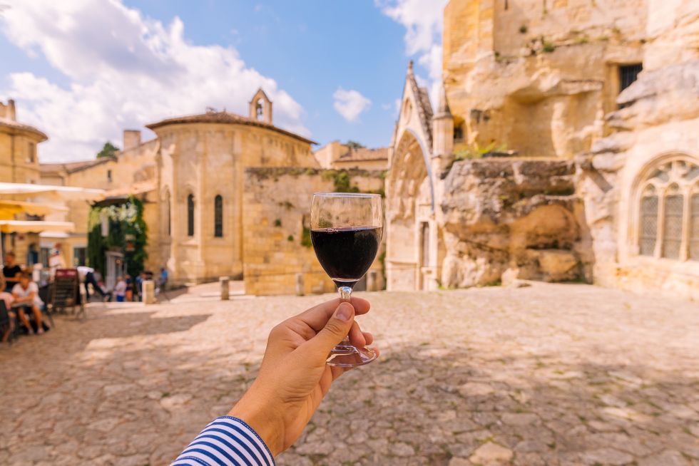 Drinking wine in Saint-Emilion