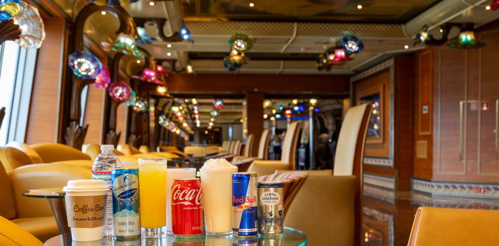 Drinks from CHEERS! Zero Proof package in bar of Carnival Cruise Line ship